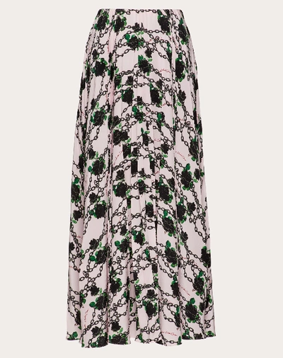 Shop Valentino Undercover Print Pleated Crêpe De Chine Skirt In Pink