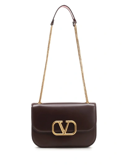 Shop Valentino Vring Shoulder Bag In Brown