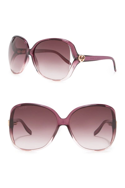 Shop Gucci 60mm Oversized Square Sunglasses In Bordeaux Brown