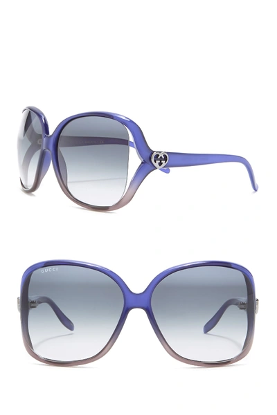 Shop Gucci 60mm Oversized Square Sunglasses In Blue Grey