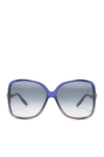 Shop Gucci 60mm Oversized Square Sunglasses In Blue Grey