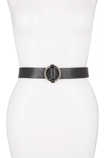 Shop Rebecca Minkoff Leather Circular Pull-through Belt In Black