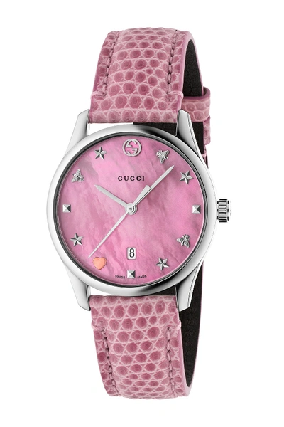 Shop Gucci Women's 126sm29 Mother Of Pearl Lizard Leather Strap Watch, 29mm