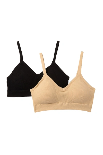 Shop Real Underwear Seamless Longline Bralette - Pack Of 2 In Nude/black