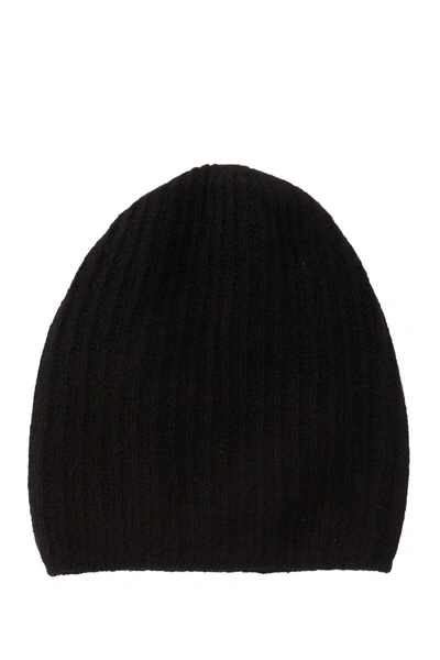 Shop Portolano Rib Knit Cashmere Beanie In Black