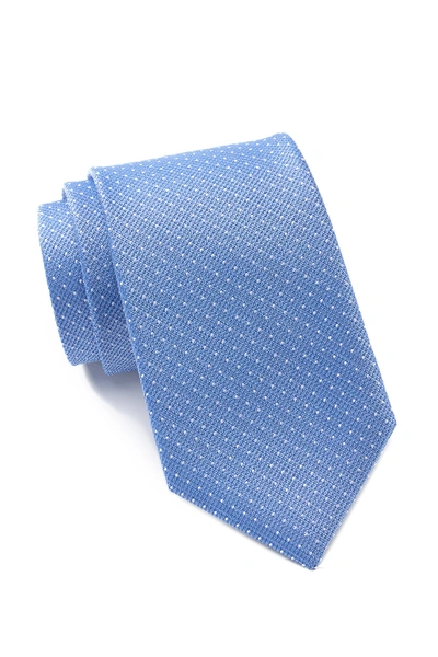 Shop Calvin Klein Dobby Dot Silk Tie In Blue