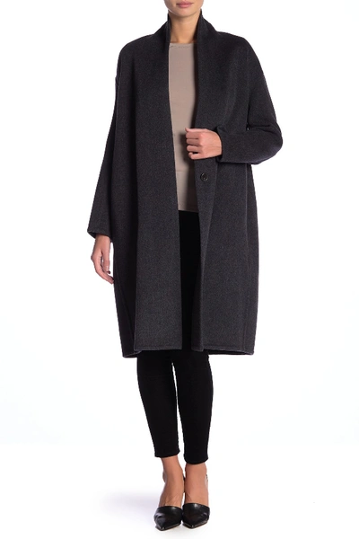 Shop Vince Wool Blend Coat In Dark Grey