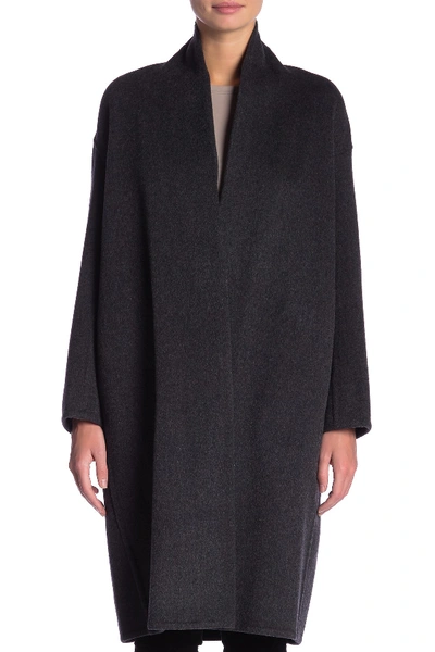 Shop Vince Wool Blend Coat In Dark Grey
