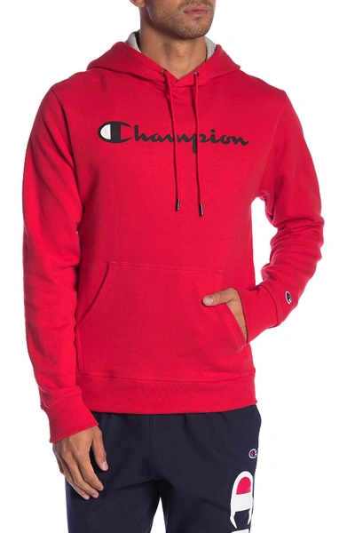 Shop Champion Graphic Hooded Sweatshirt In Team Red S
