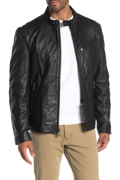 Shop Andrew Marc Weston Leather Moto Jacket In Black