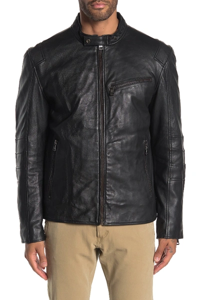 Shop Andrew Marc Weston Leather Moto Jacket In Black