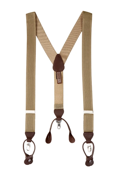 Shop Trafalgar Convertible Stretch Suspenders In Khaki