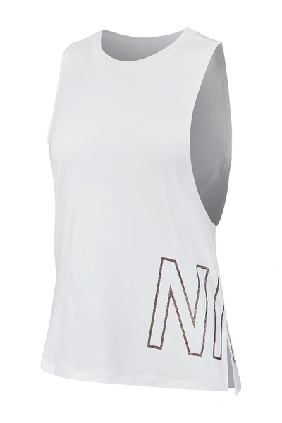 Shop Nike Logo Training Tank In White/black
