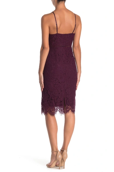 Shop Astr Lace V-neck Sheath Dress In Dk Purple
