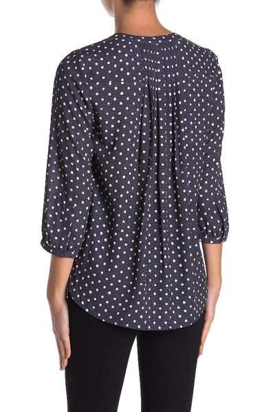 Shop Nydj Henley 3/4 Sleeve Blouse (petite) In Textured Dots Peacoat
