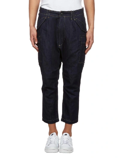 Shop Junya Watanabe Comme Des Garçons Cropped Jeans In Blue