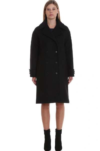 Shop Kenzo Coat In Black Wool