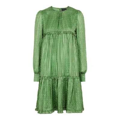 Shop Birgitte Herskind Conny Printed Satin Dress In Green
