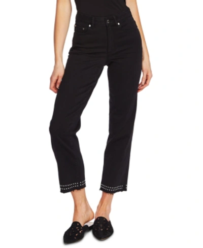 Shop Vince Camuto Studded High-rise Jeans In Jet Black