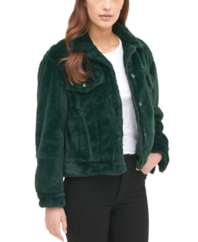 Shop Levi's Women's Faux Fur Trucker Jacket In Pine
