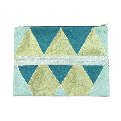 Shop Veero Zigzag Clutch Large In Blue Grey