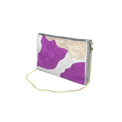 Shop Veero Geode Bag With Chain Fucshia Silver & Gold