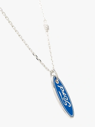 Shop Versace X Ford Silver Tone Logo Necklace