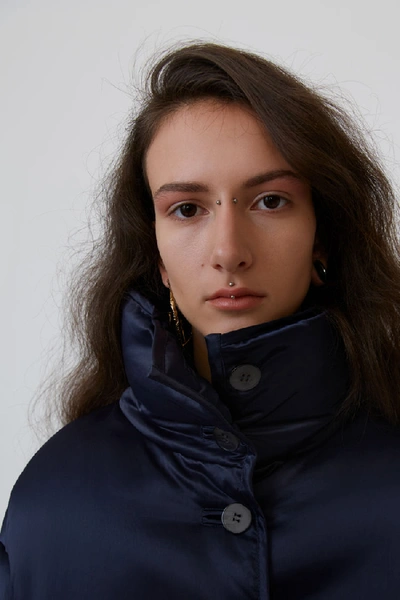 Shop Acne Studios Cocoon Down Coat Navy Blue