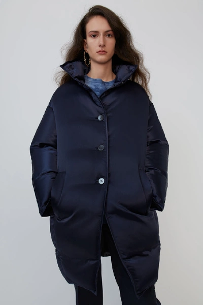 Shop Acne Studios Cocoon Down Coat Navy Blue