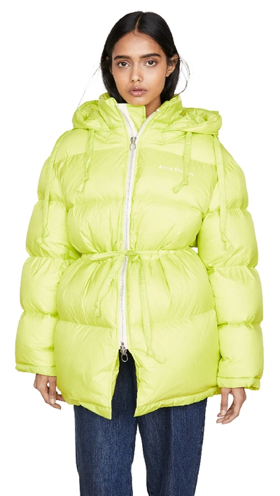 Shop Acne Studios Down Jacket Outerwear In Neon Yellow