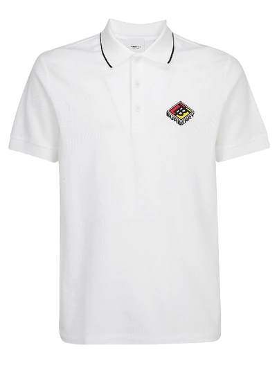 Shop Burberry Logo Patch Embroidered Polo Shirt In White