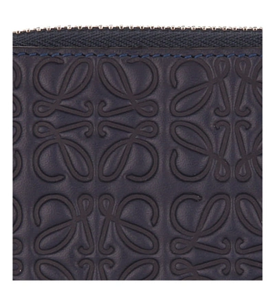Shop Loewe Anagram Embossed Logo Leather Wallet In Navy Blue
