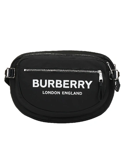 Shop Burberry Logo Zipped Belt Bag In Black