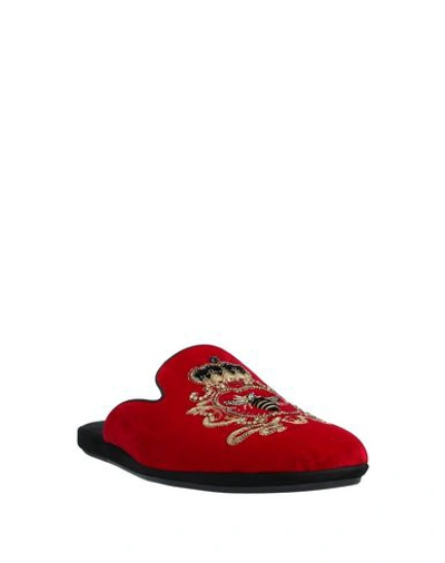 Shop Dolce & Gabbana Man Slippers Burgundy Size 7.5 Textile Fibers In Red