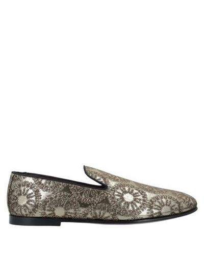 Shop Dolce & Gabbana Man Loafers Gold Size 6 Textile Fibers