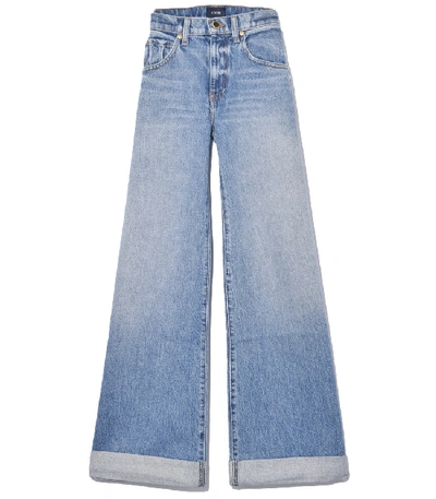 Shop Khaite Noelle Wide Leg Rolled Jean In Santa Cruz In Blue