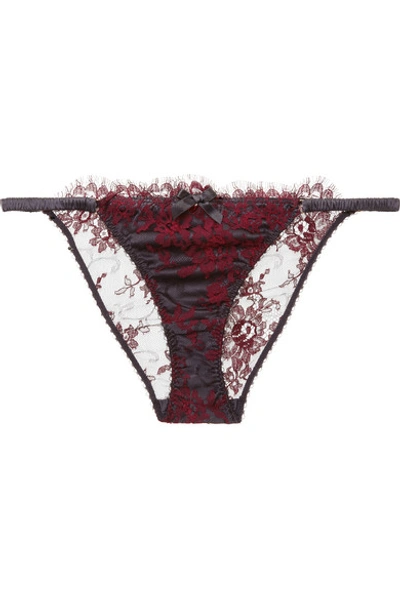 Shop Agent Provocateur Carline Lace And Stretch Silk-satin Briefs In Burgundy