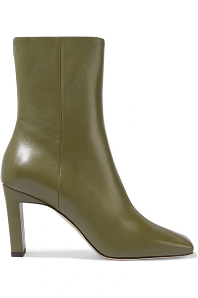 Shop Wandler Isa Leather Ankle Boots In Army Green