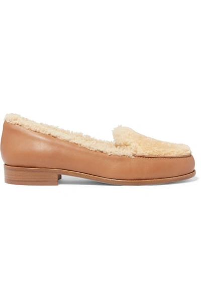 Shop Tabitha Simmons Blakie Shearling And Leather Loafers In Cream