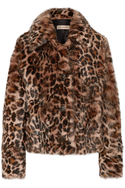 Shop Yves Salomon Leopard-print Shearling Coat In Leopard Print