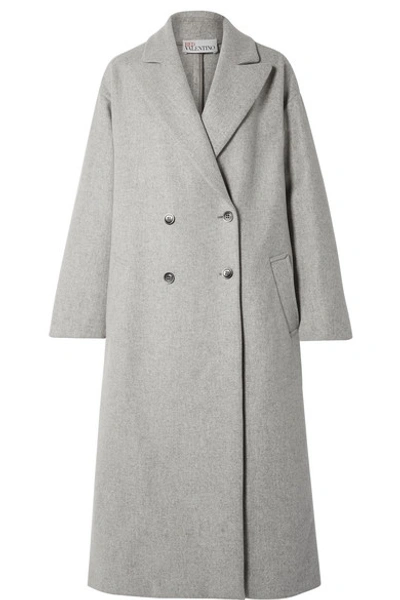Shop Red Valentino Oversized Double-breasted Wool-blend Coat In Gray