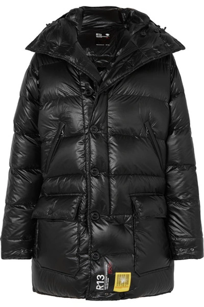 Shop Brumal + R13 Hooded Quilted Shell Down Parka In Black