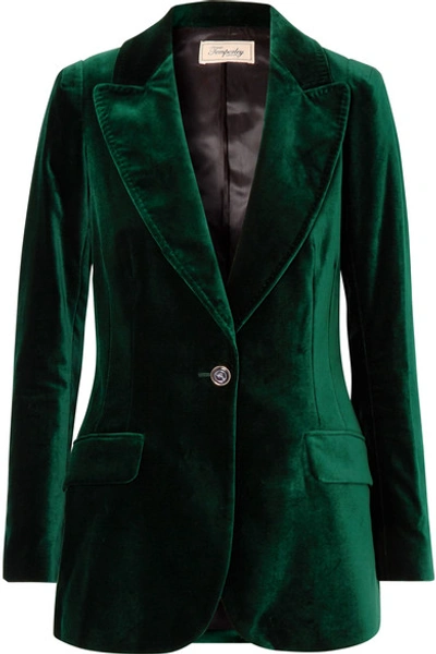 Shop Temperley London Clove Velvet Blazer In Dark Green