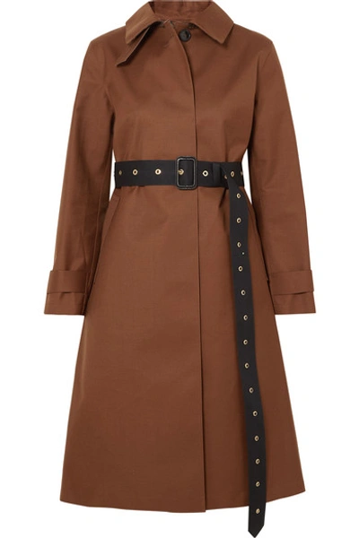 Shop Mackintosh Roslin Belted Bonded Wool And Mohair-blend Coat In Brown
