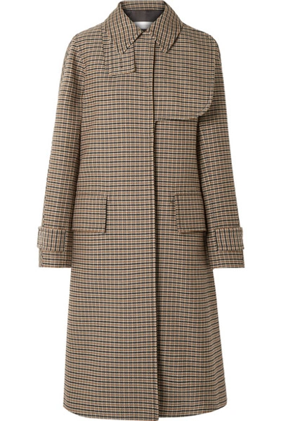 Shop Victoria Beckham Oversized Checked Wool Coat In Brown