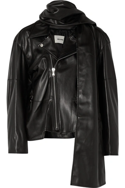 Shop We11 Done Faux Leather Biker Jacket In Black