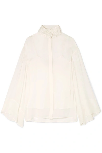 Shop The Row Sarabee Embroidered Chiffon Blouse In White