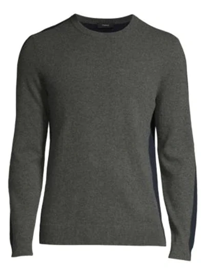 Shop Theory Evers Long-sleeve Colorblock Cashmere Sweater In Grey Heather