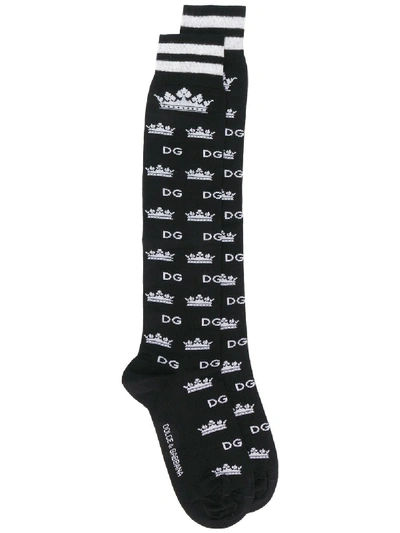 Shop Dolce & Gabbana Corone Socks In Black
