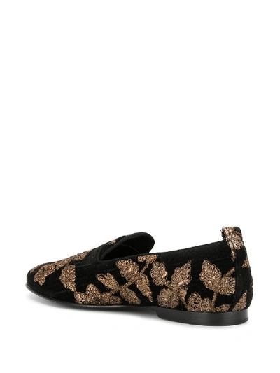 Shop Dolce & Gabbana Lurex Embroidery Moccasin In Black